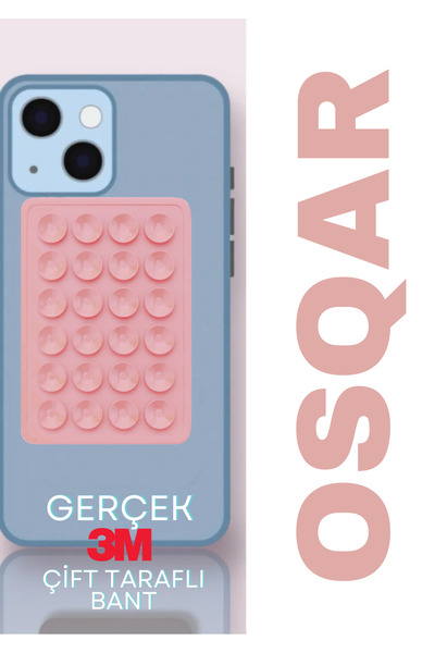 Osqar Telefon Tutucu Ahtapot Vantuz Renk Gerçek 3M Yapışkanlı Açık Pembe Renk