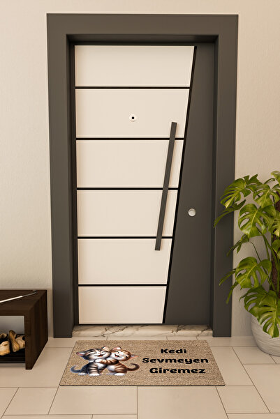 Dormot High Quality Digital Printing Brown, cute, cat-loving No Entry themed Doorstep Doormat