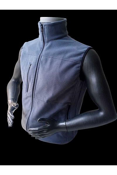 balkonda Smoked Color Fleece Vest - Soft Texture, 3 Pockets, Zippered Seasonal Unisex Py1-1
