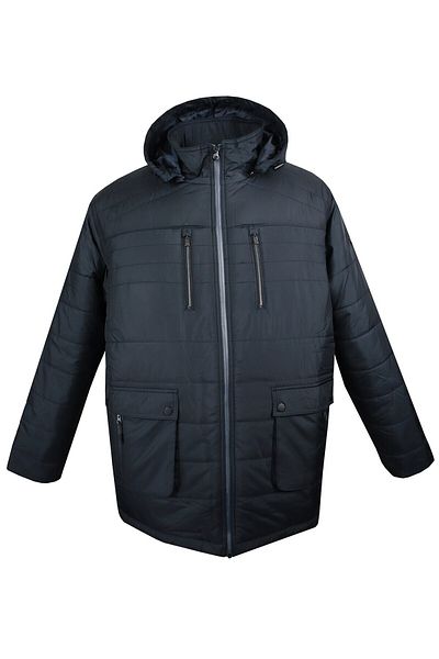 marufshop Men's Thick Winter Coat in Navy Blue - Plus Size, Oversize, Fits 175-195 Weight