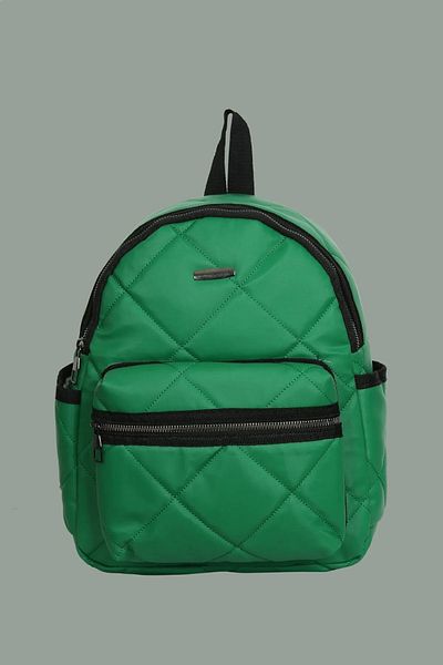 truvalıhelen Grass Green Quilted Embroidered Leather Backpack