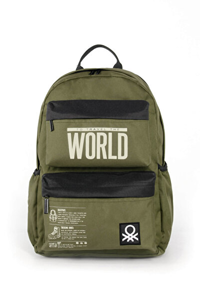 United Colors of Benetton .To Travel The World Backpack with Double Front Poc...