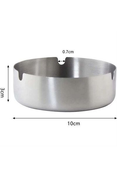 Rotanev Stainless Steel Matte Open Round Model Ashtray Decorative Ash Tray 10 cm Ashtray
