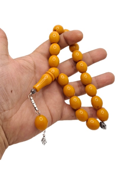 Han Ticarethane Turuncu Fıçı Kesim Maskot Toz Kehribar Tesbih