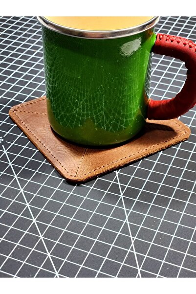 FH LEATHER GOODS قاعدة أكواب من الجلد الطبيعي - جودة ممتازة واستخدام طويل الأ...