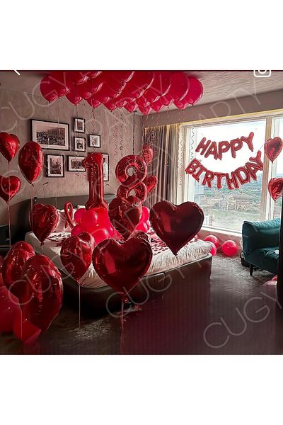 CUGY Adult Romantic 18 Years Happy Birthday Foil Balloon with Heart Birthday Party Set