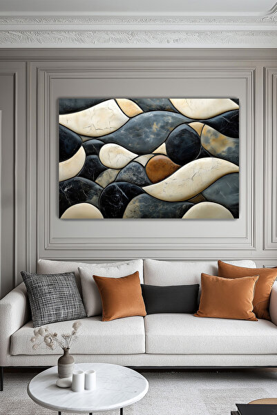 Arkeot Yumuşak Taşlar Kanvas Duvar Tablosu Dekoratif Soyut Salon Oturma odası...