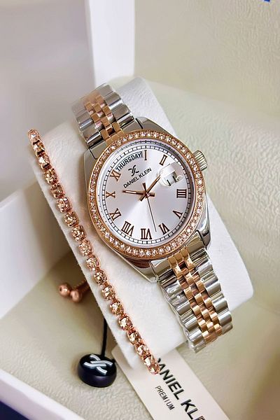 Daniel Klein Steel Band Women's Wristwatch + Wristband