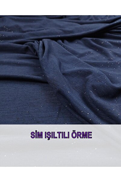 Kumaş Parça Lacivert Simli İncecik Jarse En: 140