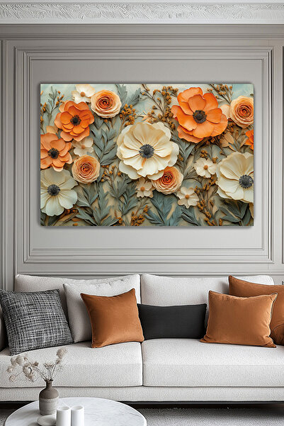 Arkeot Çiçekli Düşler Kanvas Duvar Tablosu Dekoratif Modern  Salon Oturma odası antre dekor Büyük