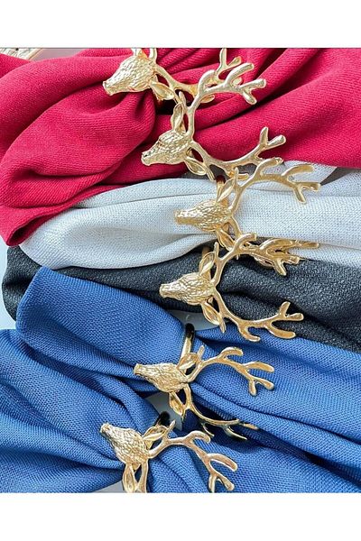 MİMSEGÜN DEKOR 6-Piece Deer Napkin Ring Napkin Ring Gold Presentation