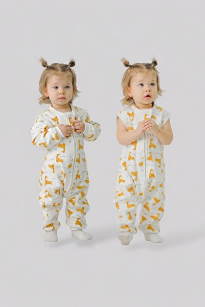 COOLMINIES Kız ve Erkek Bebek Çocuk Uyku Tulumu, Kolları Çıkarılabilir,  Pamu...