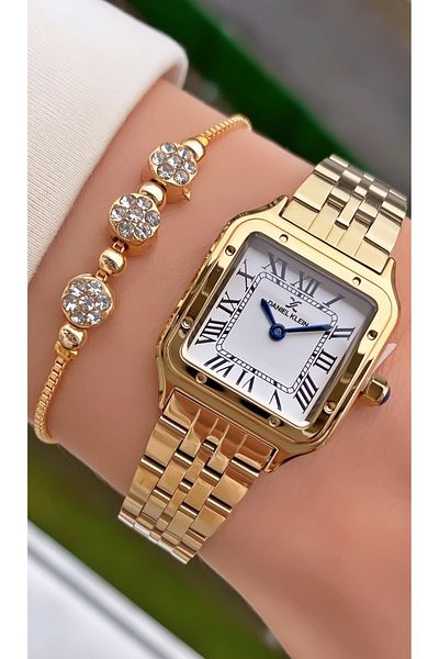 Daniel Klein Brand Gold Color Steel Case Steel Band Women's Wrist Watch - Bracelet