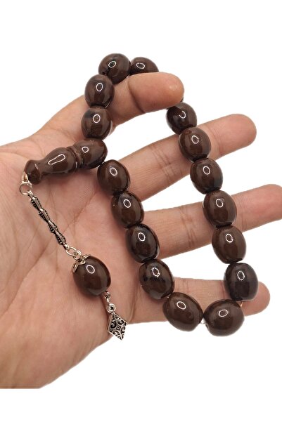 Han Ticarethane بني داكن برميل قطع التميمة مسحوق العنبر مسبحة