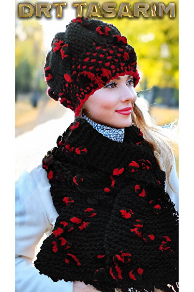 drt tasarım طقم بونبونيلا من سلسلة لوكس من لوند أسكوت بيريه، أحمر وأسود