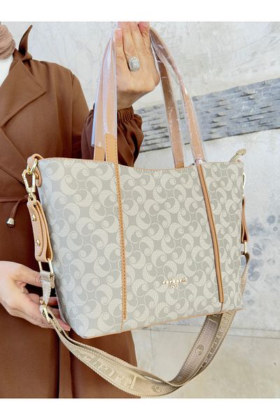 Cacharel Original Cacharel Paris Women's Cream Tan 5 Compartments Shoulder and Crossbody Bag