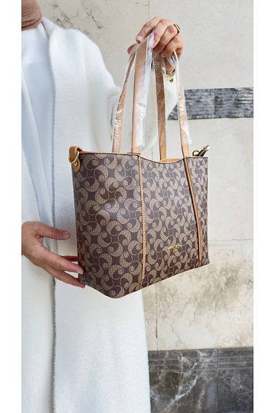 Cacharel Original Cacharel Paris Women's Coffee Camel 5 Compartments Shoulder and Crossbody Bag
