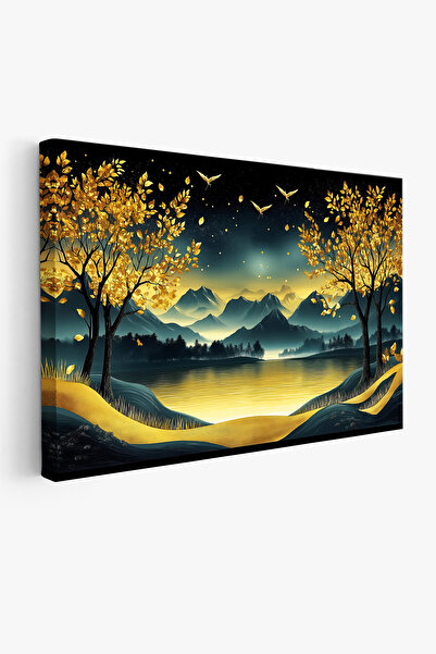 Arkeot Altın Parıltılar Diyarı Kanvas Duvar Tablosu Dekoratif Manzara Salon Oturma odası antre dekor