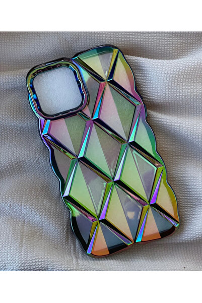 DGN İphone 15 Uyumlu Hologramlı Baklava Desenli Luxury Silikon Telefon Kılıfı