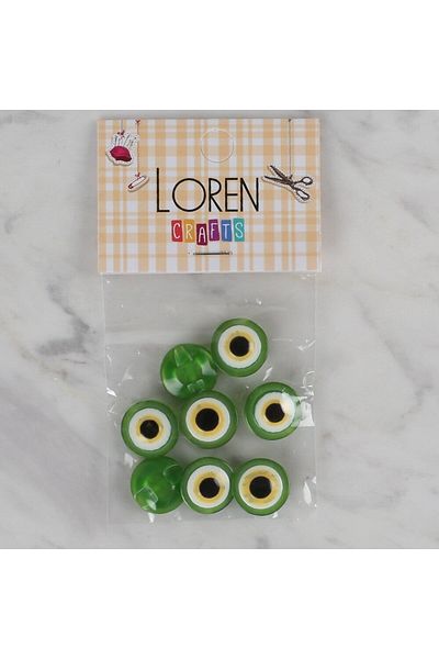 Hangora Loren Crafts Green 8-Piece Evil Eye Bead Button - 164