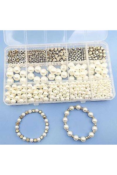 yiğit aksesuar 7 Pieces Pearl Beads and Silver Spacers - Bracelet Making Kit Hobby Supplies