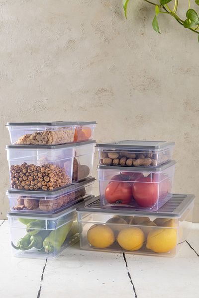NY HOME Set of 9 - Gray Storage Container, Suitable for Microwave and Freeze