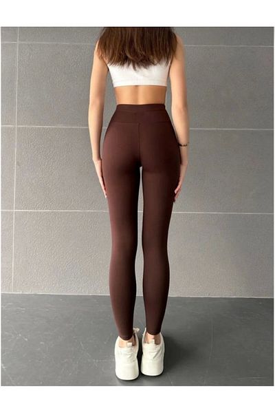 leyla sanat sanata yeni bir bakış açısı Leyla Art a New Perspective on Art Nonofit High Waist Straight Sports Leggings - Coffee