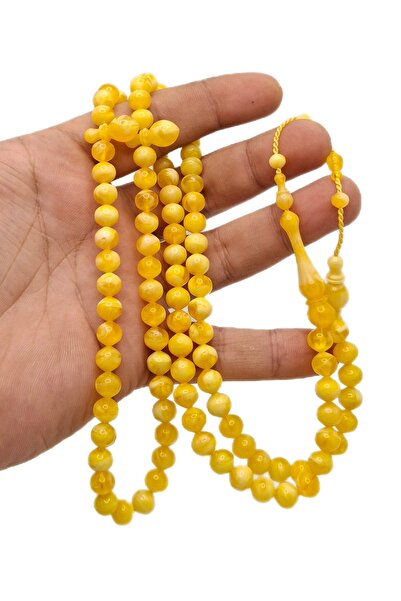 Han Ticarethane سبحة صلاة فاخرة مقطوعة على شكل كرة أرضية باللون الأصفر مقاس 99