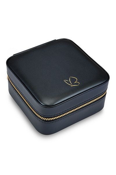 Glanzstücke München Reisetäschchen Schmuck-Reisetäschchen Kunstleder schwarz 115x115x58 mm