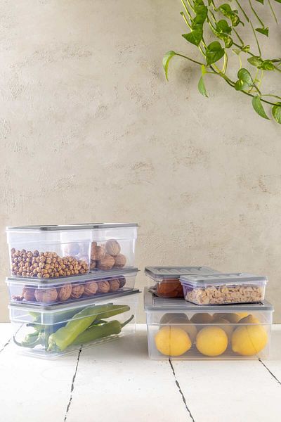 NY HOME Set of 7 - New Freshbox Gray Storage Container, Suitable for Microwave and Freeze