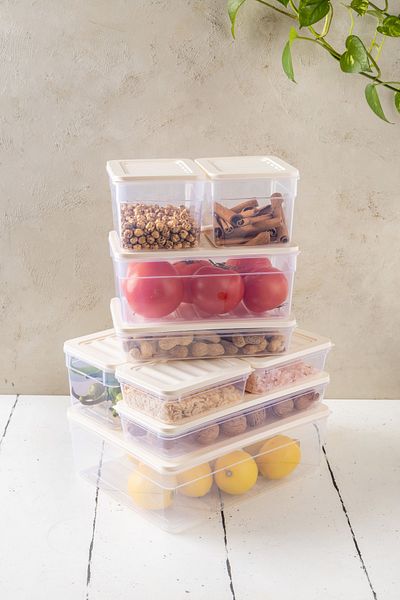 NY HOME Freshbox Set of 9 - Cream Storage Container Suitable for Microwave and Diffraction