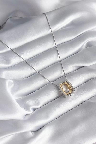 Clariss 316L Steel Gold Silver Color Square Model Zircon Stone Detail Women's Necklace