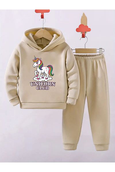 MODA Girl, Unicorn Club Patterned Tracksuit Set, Cotton, High Quality, Special and Local Production
