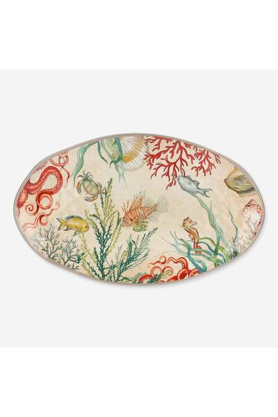 Rose Tulipani Milano طبق تقديم من الميلامين باللون البيج من روز آند توليباني ...