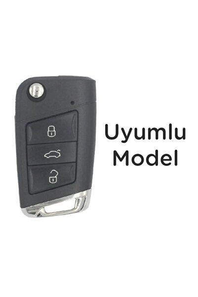 Luxe Aksesuarr Carcasă de protecție pentru chei din fibră de carbon cu 3 butoane compatibilă cu Volkswagen, Skoda, Seat MQB