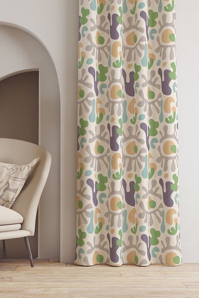 AYSHOME Пастелна завеса Ays Home - абстрактен фон, плисирана (135 см x 260 см)
