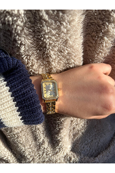 Happy Vibes Özel Kutusunda Zarif Vintage Paslanmaz Taşlı Kadın Kol Saati