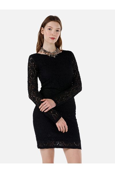 Colin's Rochie neagră cu mânecă lungă pentru femei Slim Fit