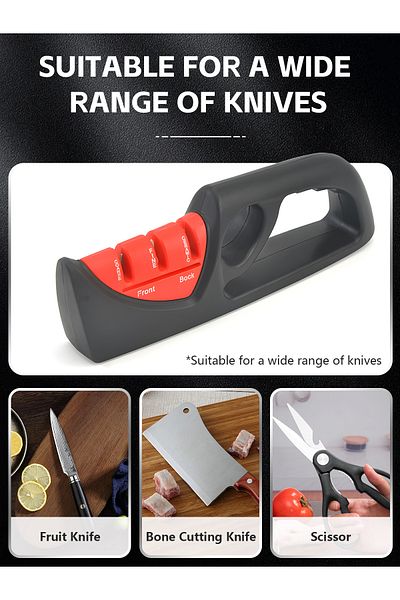 Saharaz 4 In 1 Knife Sharpener,with Lid,Non Slip,Use for Repair,Polish,Perfect for Household Chef’s Choice