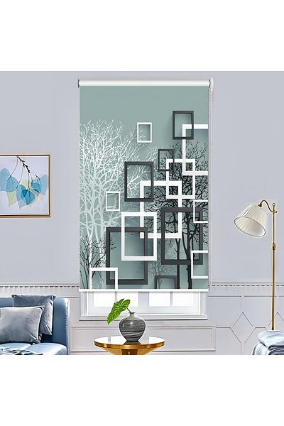 COOYA Blackout Roller blind,Geometry pattern,Heat and UV Protection,Suitable for Bedroom,200cmx200cm
