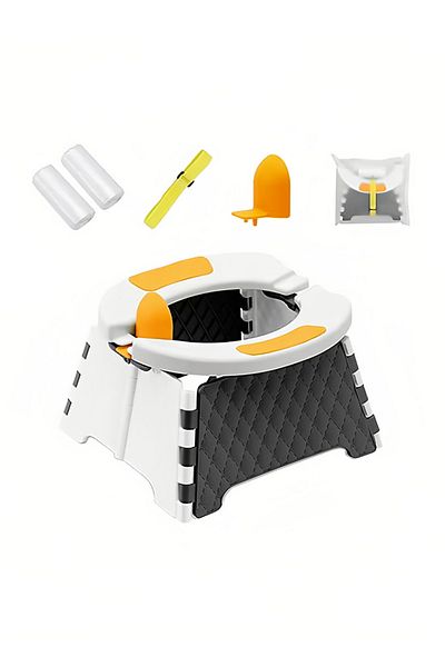 Yelajoy Potty Training Seat,Foldable Portable,Stable and Durable,for Indoor Outdoor Use,White&Gray