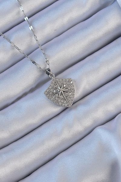 Store 316L Steel Chain Silver Color Zircon Stone Polar Star Necklace