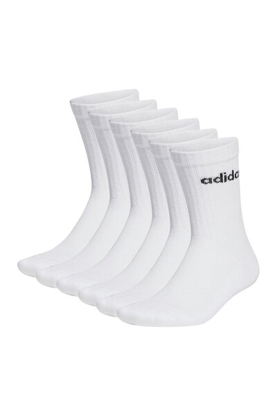 adidas Unisex Socken, 6er Pack - Linear Crew Cushioned, Logo, gepolstert, einfarbig