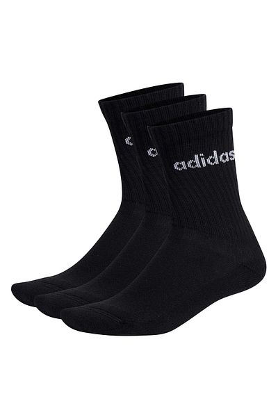adidas Unisex Socken, 3er Pack - Linear Crew Cushioned, Logo, gepolstert, einfarbig