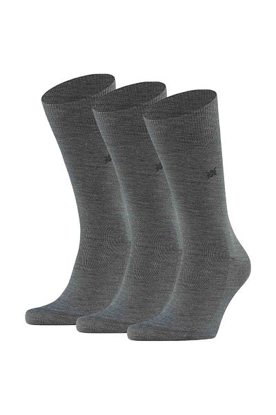 Burlington Herren Socken LEEDS 3er Pack - Schurwolle, Logo, Uni, One Size, 40-46