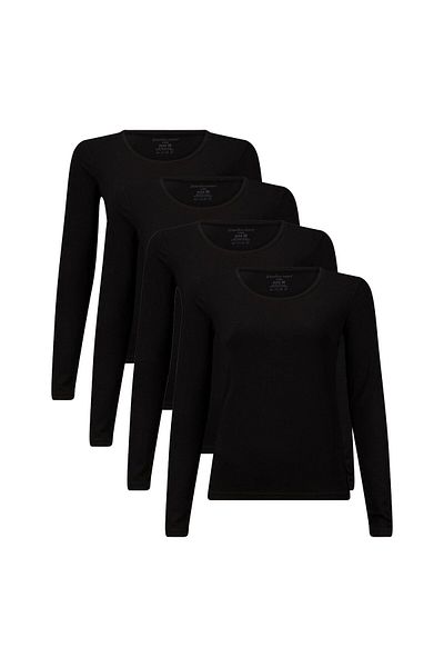 Bamboo Basics Damen T-Shirt, 4er Pack - LARA Longsleeve, Unterhemd, Rundhals, uni
