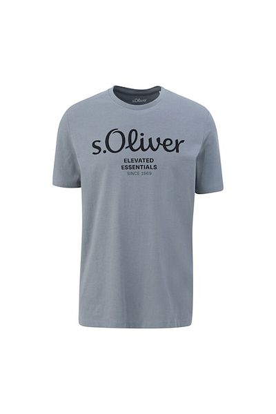 s.Oliver Herren T-Shirt - Basic, Logoprint, Rundhals, Baumwolle