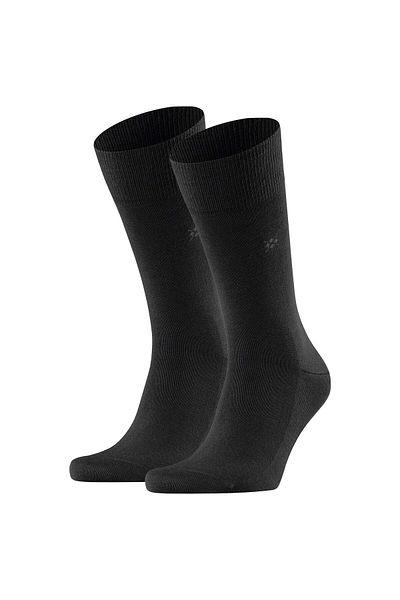 Burlington Herren Socken LEEDS 2er Pack - Schurwolle, Logo, Uni, One Size, 40-46