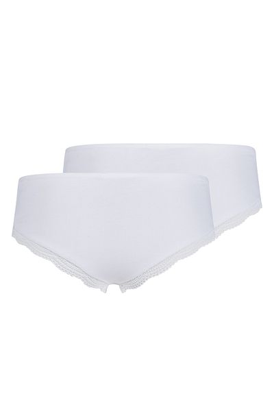 Skiny Damen Slips, 2er Pack - Cheeky Panty DP, Classic Cotton, Spitze, Baumwoll-Stretch