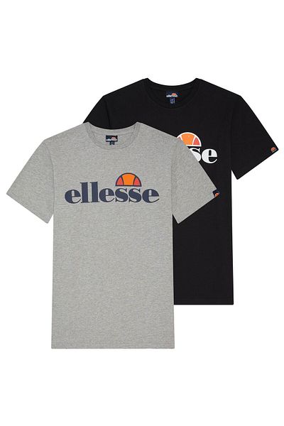 Ellesse Herren T-Shirt, 2er Pack - PRADO, Rundhals, kurz, Logo, einfarbig, Baumwolle